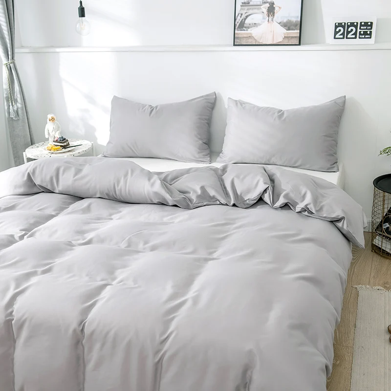 Ultra-Soft Solid Color Brushed Duvet Cover Set with Pillowcases - Cozy and Warm Bedding for a Luxurious Sleep Experience