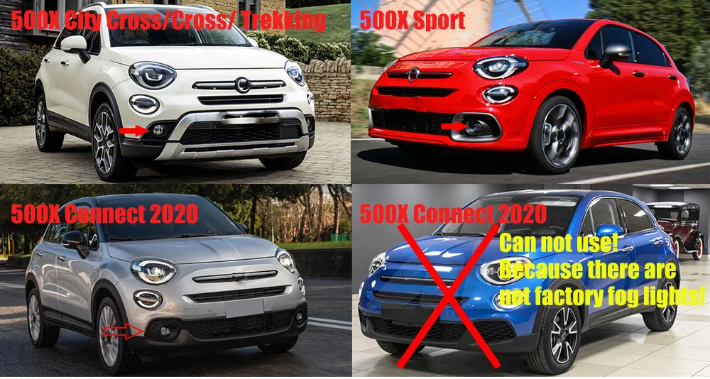 Upgrade Led Angel Eye Fog Lights Lens 30W DRL Halogen Fog Lamp For Fiat 500X Cross Trekking Sport 500X Connect 2018-2023 detail image 1