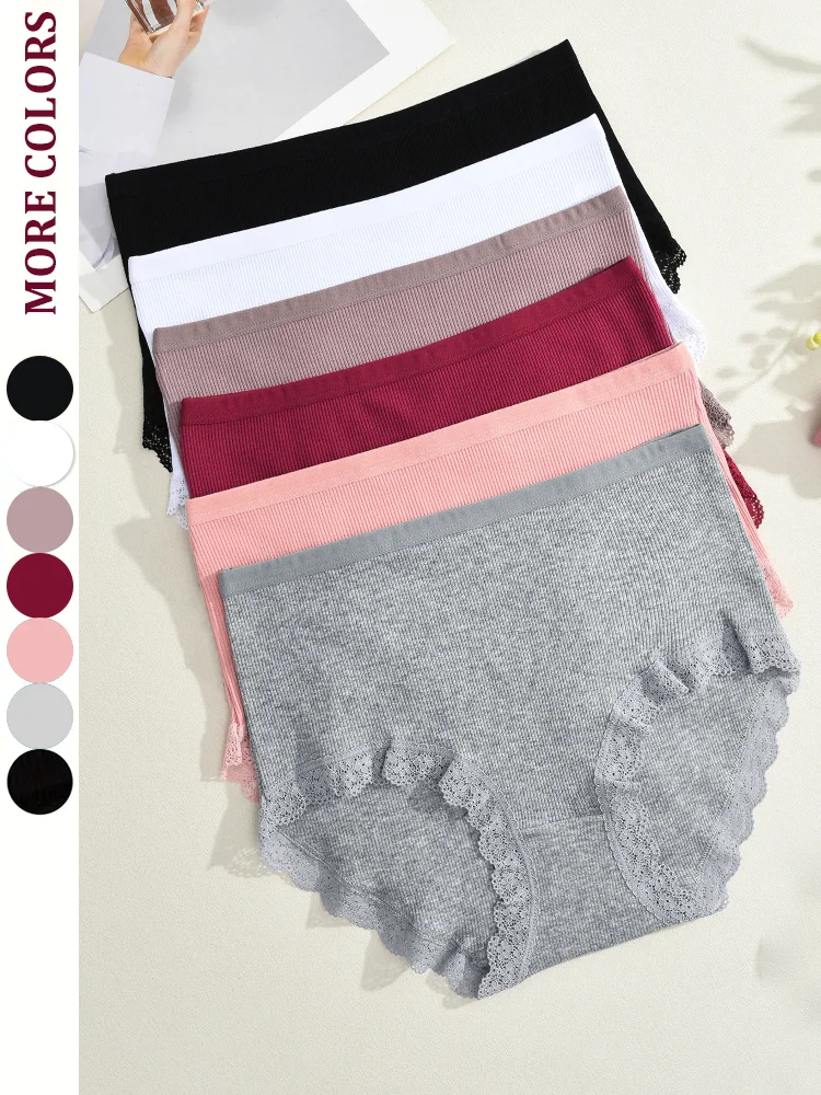 

2Pcs Women Cotton Lingerie Sexy Soft Fashion Panties Femme Buckle Design Underwear Pantys Underpant Lingerie Lace Intimates S-XL