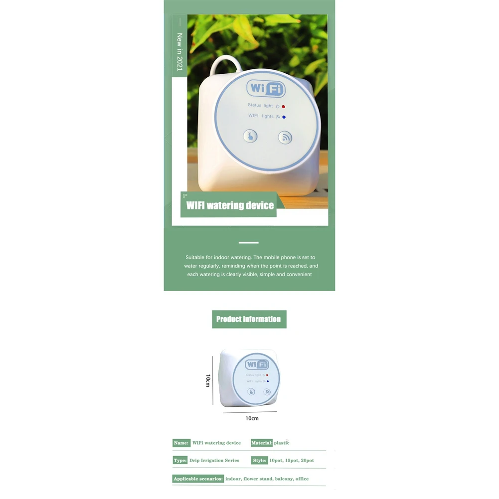 

【Быстрая доставка!】Садовое устройство для полива с Wi-Fi, автоматическая система капельного орошения, набор для домашнего умного орошения растений, полив Ti