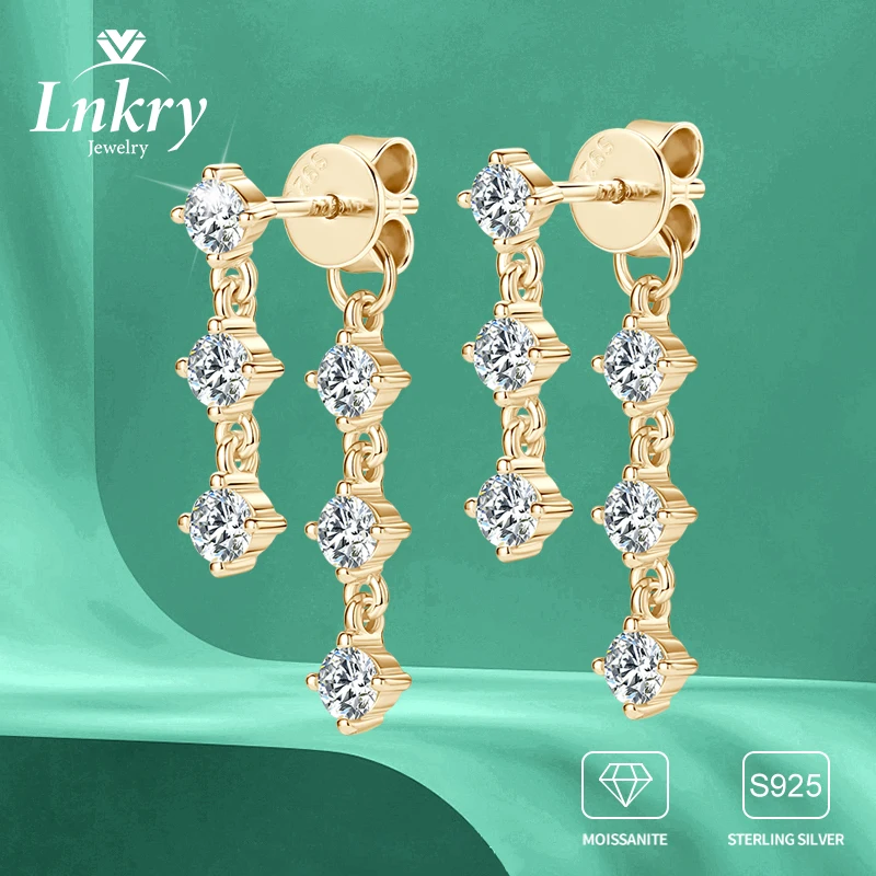 

Lnkry сверкающие 1,20CTTW серьги с муассанитом и кисточками Bijoux Argent стерлингового серебра 925 пробы висячие серьги для женщин корейские INS ювелирные изделия
