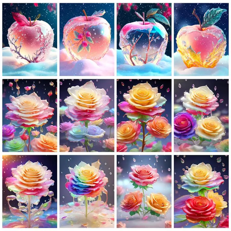 RUOPOTY DIY Paint By Numbers Kits Colorful Flowers HandPainted On Canvas Painting House Oil Pain DIY Crafts By Numbers Acrylic K