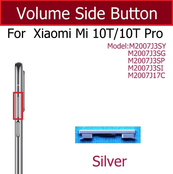 Botón lateral de volumen para Xiaomi Mi 10T 10T Pro, interruptor de Control de volumen de energía, piezas de repuesto