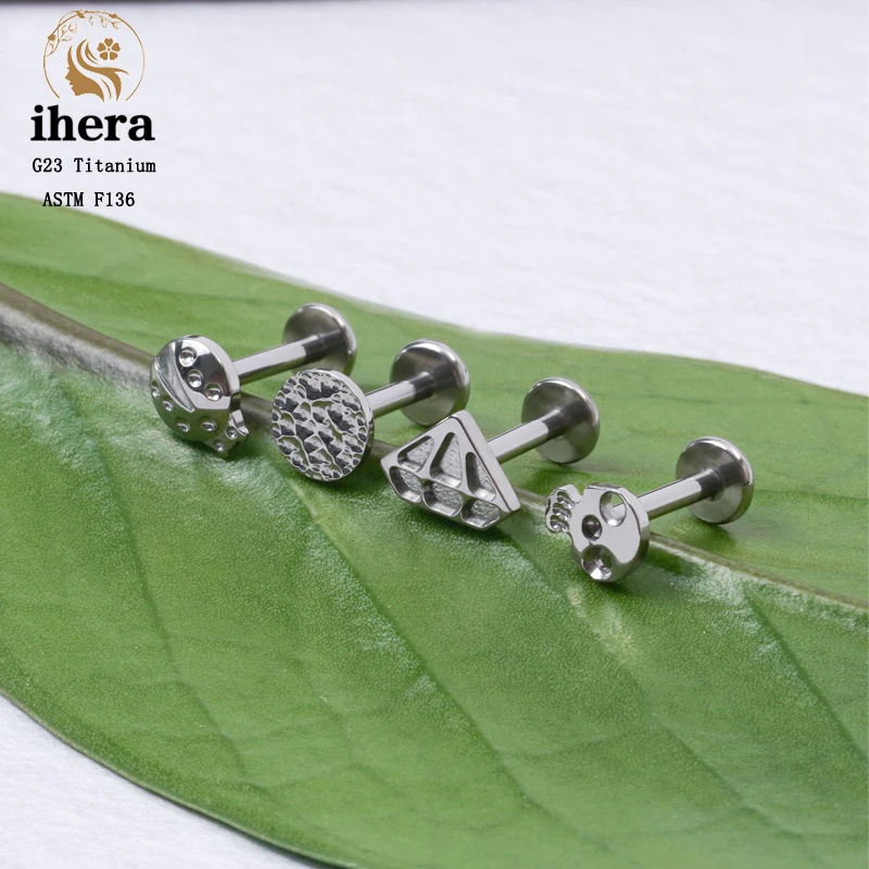 G23 Titanium Punk Skull Piercing Stud Earrings ASTM F136 16G Women and Men Ear Cartilage Tragus Helix Conch Piercing Jewelry