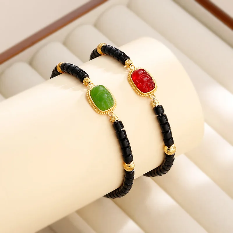 Artificial Hotan Jade Recruits Wealth Jade Pixiu Black Bracelet Wind Gathers Wealth Small Swallows Gold