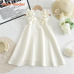 Bear Leader 2-7 Years 3D Flower Birthday Wedding Princess Dress Korean Version Sling Party Clothes Summer Girls Casual Outwear