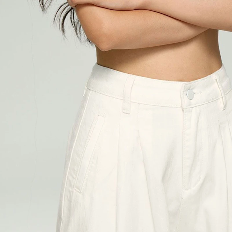 Pantalones vaqueros de pierna recta holgados blancos coreanos, pantalones vaqueros holgados de cintura alta a la moda para mujer, pantalones de pierna ancha de gran tamaño 2026 para mujer