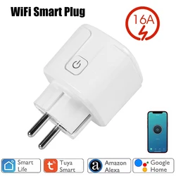 Work with Alexa Google Home Assistant Smart Plug Tuya Life APP 16A Wall Charger EU/US/BR Socket WiFi Power Monitor Timer