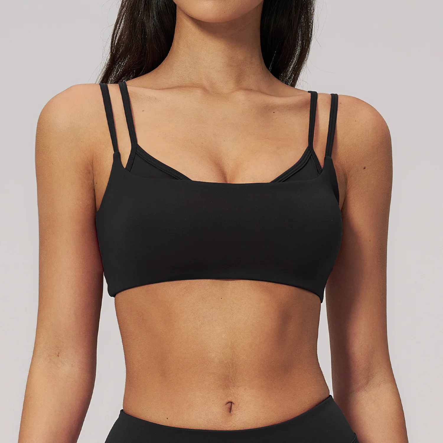 Maxdutti Naked Double Strap Yoga Vest With Chest Mat, Thin Strap Sports Underwear, Fitness Bra, Beautiful Back Style