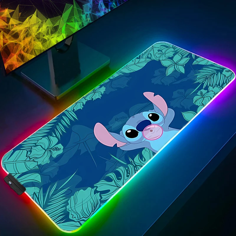 RGB Mouse Pad Stitch Gamers Large Notebook Kawaii Computer Extended Game LED Mousepad Desk Mat Keyboard Rubber Backlight Carpet