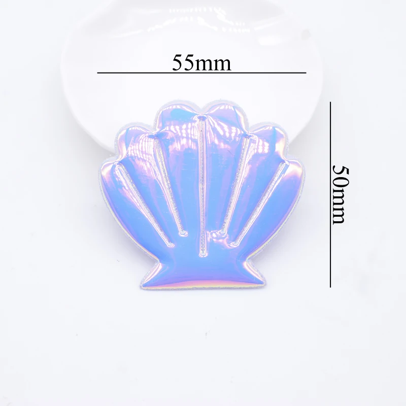 12Pcs 55*50mm Shell Appliques with PU Leather Patches for Clothes Hat Sewing DIY Headwear Hair Clips Decor Accessories