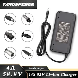 58.8V 4A Lithium Battery Charger For 14S 52V Electric Scooter KugooG1 Li-ion Battery Pack Charger Fast Charging With Cooling Fan