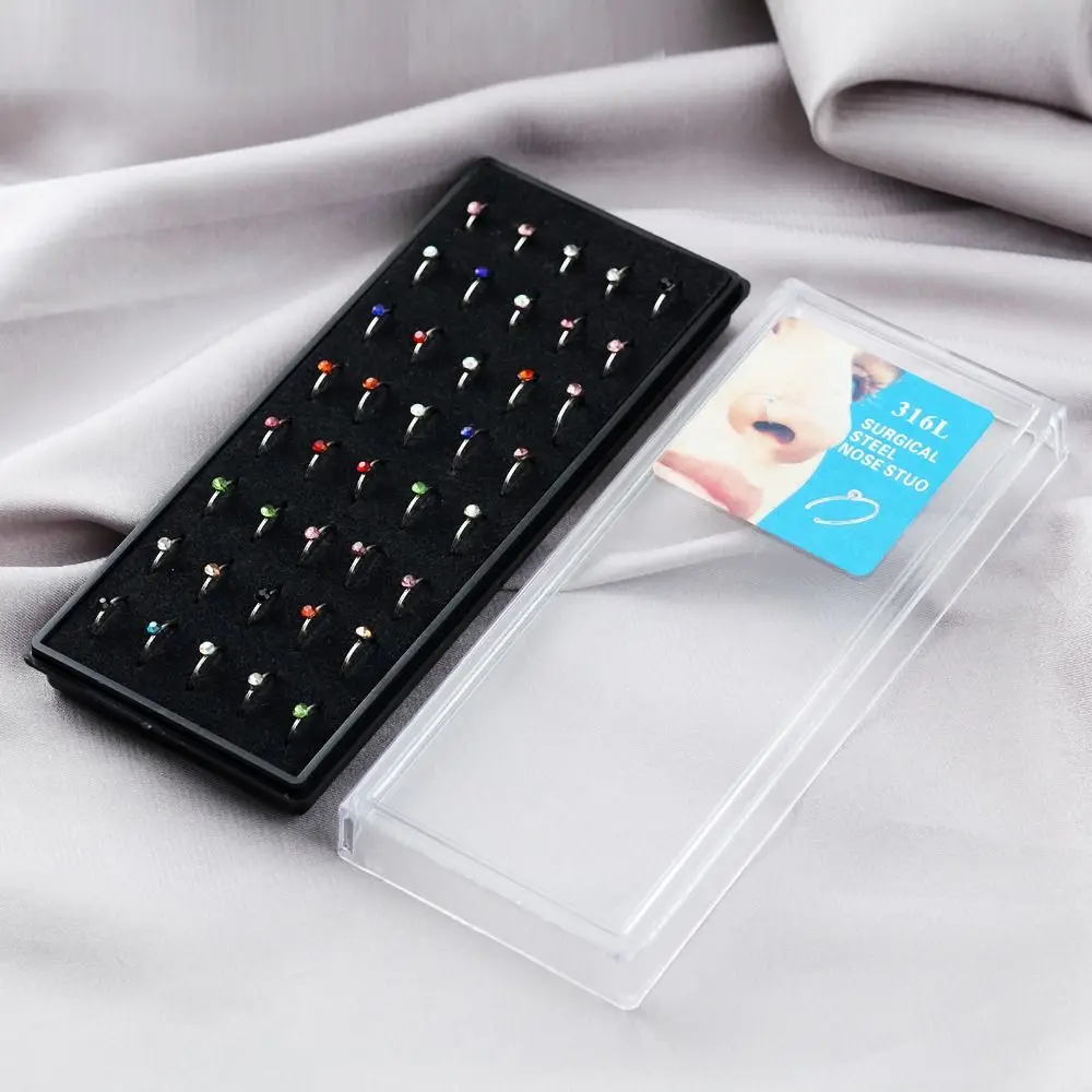 Pince-nez en cristal strass en forme de C, faux nez en acier inoxydable, bijoux à la mode, Piercing gratuit