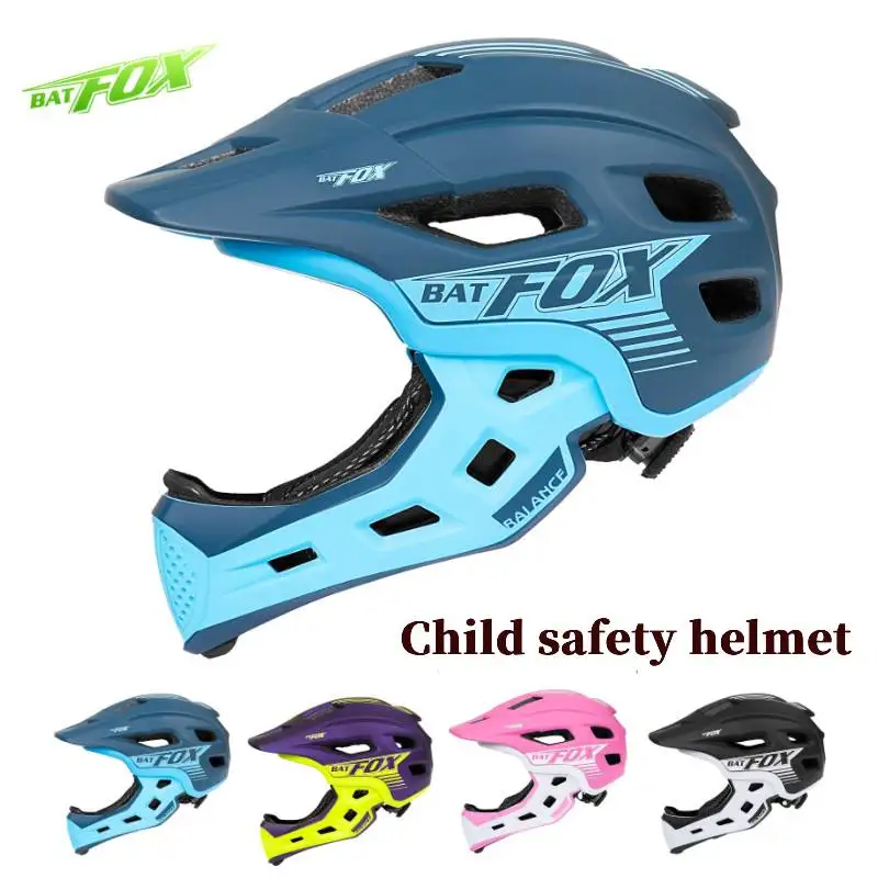 BATFOX Child bicycle helmet for children full face helmet kids Detachable mountain cross bike motorcycle Roller Skating helmets