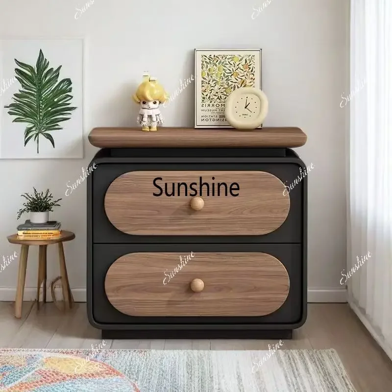 Modern Nightstand Pet-Friendly Cat Scratch Leather Solid Wood Frame Scandinavian Minimalist Bedroom Aesthetic Cube FurnitureY