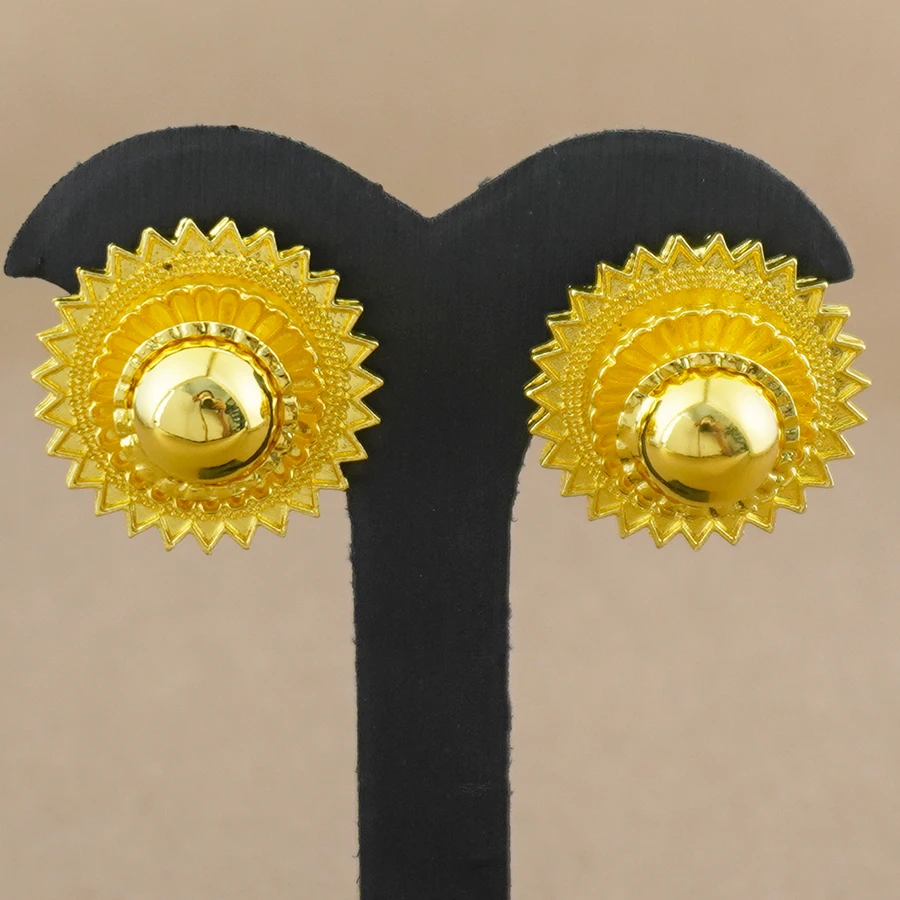 A Set Of 24k Gold-Plated Classic Spherical Necklaces, Earrings, Rings, Sun Pendants, Men'S And Women'S Wedding Jewelry Sets, Tha image 6