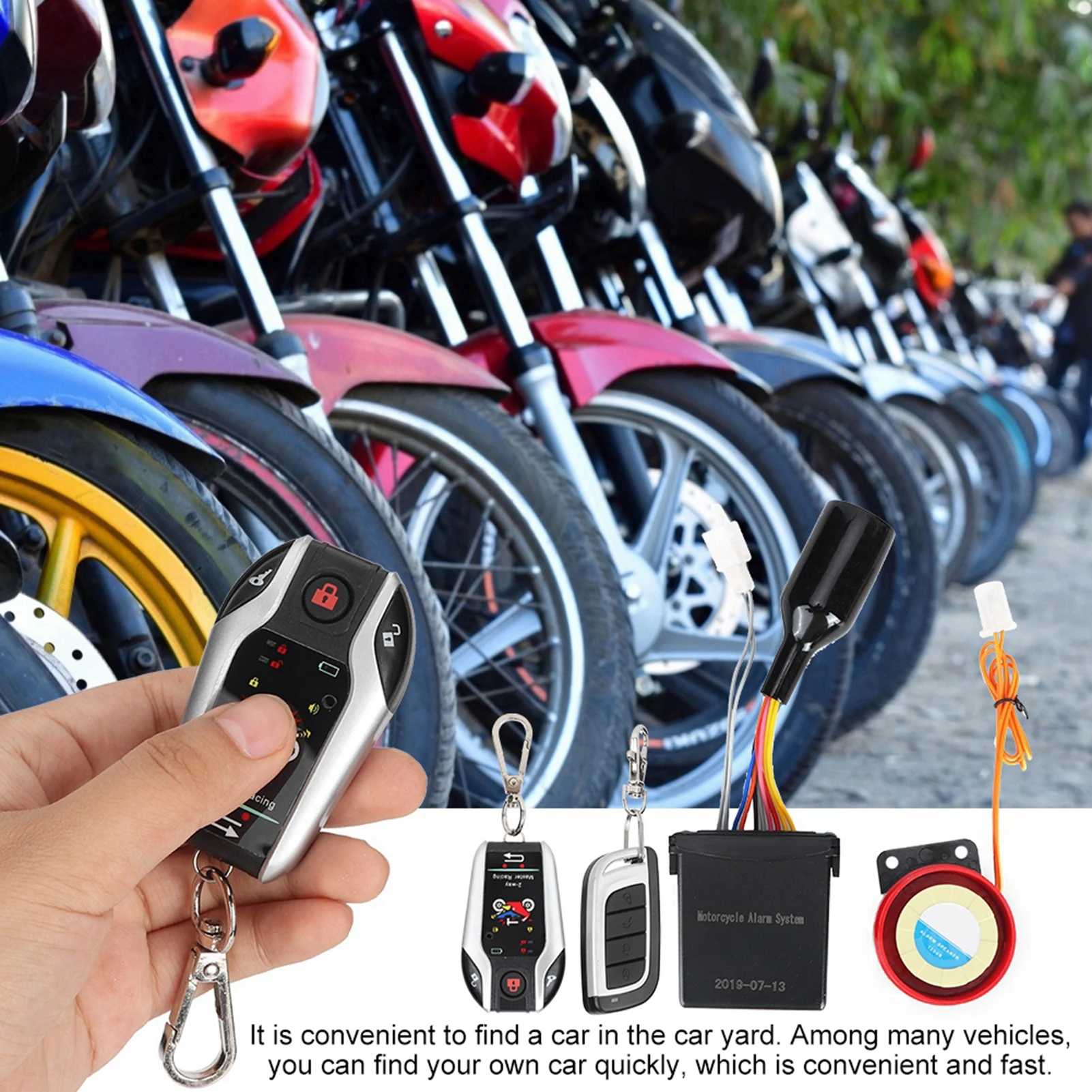 

2 Way Remote Alarm Horn Waterproof Security System with Engine Start Function for Motorcycle Motorcycle Security Alarm