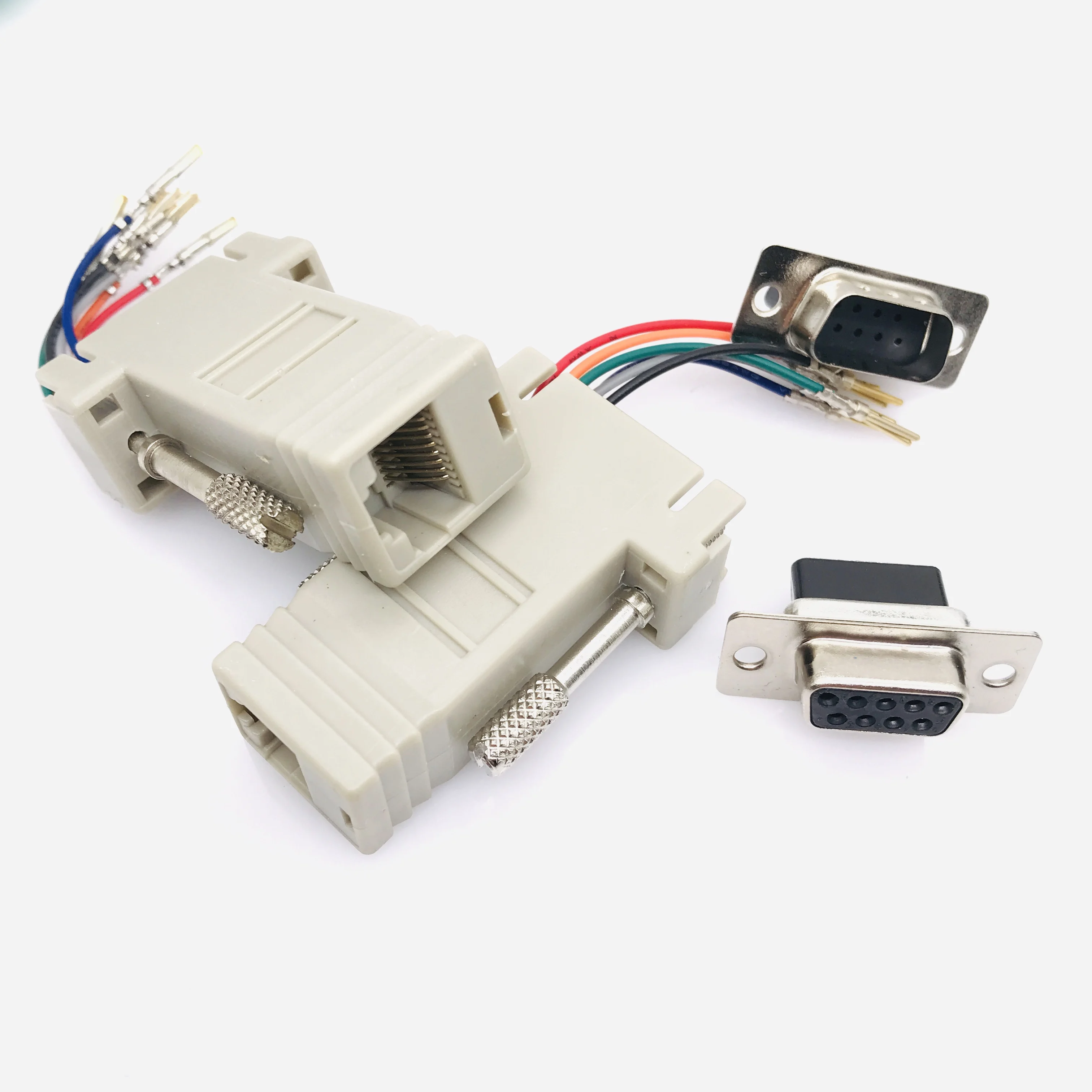 DB9 male female DB9 9PIN serial port connector to RJ45 FEMALE adapter D-SUB RS232 COM Port To LAN Ethernet Port Converter