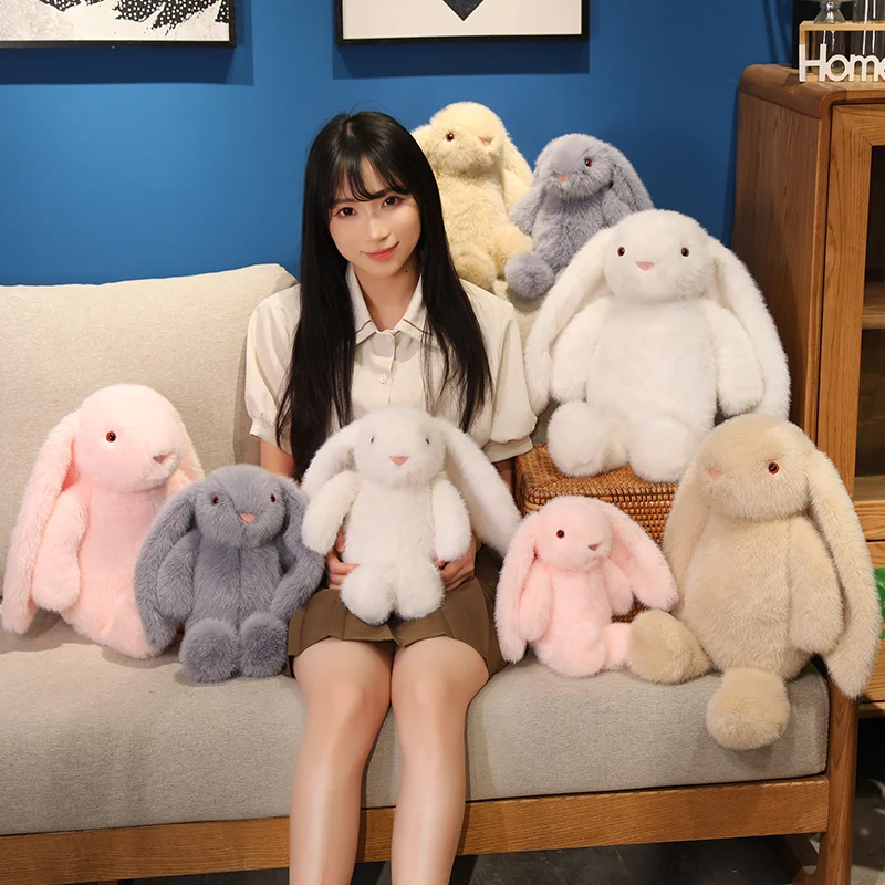 30/38/48cm High quality Long Ears Rabbit Plush Doll Pillow Long Hair Rabbit Animal Stuffed Toy Home Decoration Gift For Kids