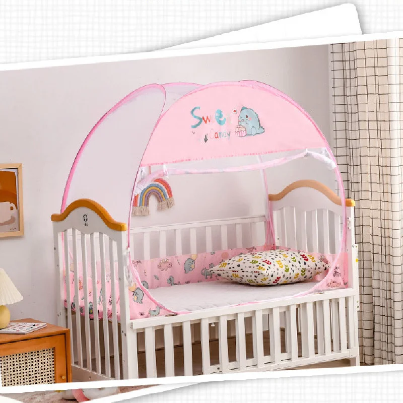 Yurt Children Mosquito Net Double Doors Shading Anti-fall Crib Mosquito Net Double Zipper Foldable Mosquito Net Outdoor Tent view 5