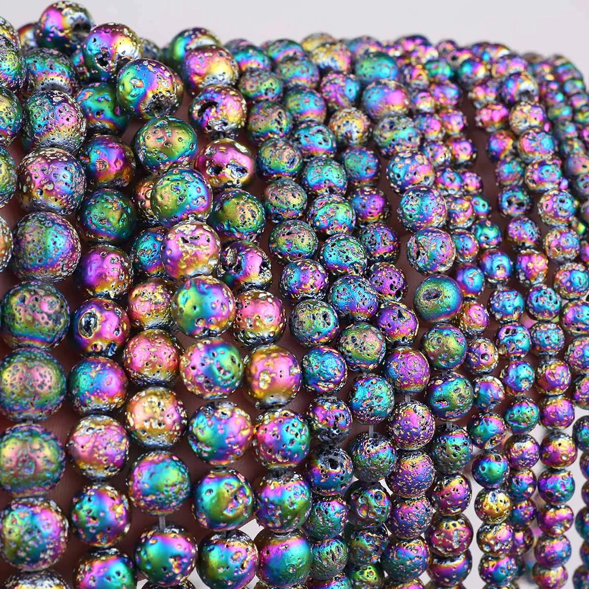 Multicolor Natural Lava Stone Volcanic Round Balls Spacer Loose Beads For Jewelry DIY Bracelet Earrings Accessorie 4/6/8/10/12mm