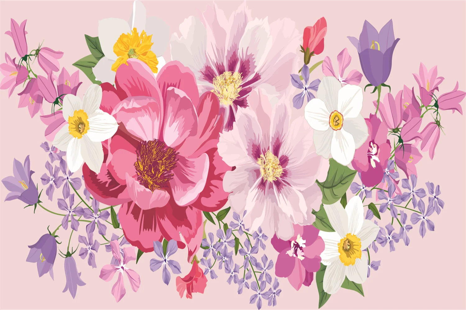 Customized size wallpaper, countryside flower branch mural, home decoration, pink flower decoration painting, tapestry 3d murals