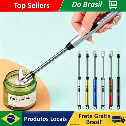 Isqueiro Elétrico Criativo com Ignição por Pulso Eletrônico, Recarregável, à Prova de Vento, de Longo Alcance, para Uso Doméstico, Cozinha e Exterior
