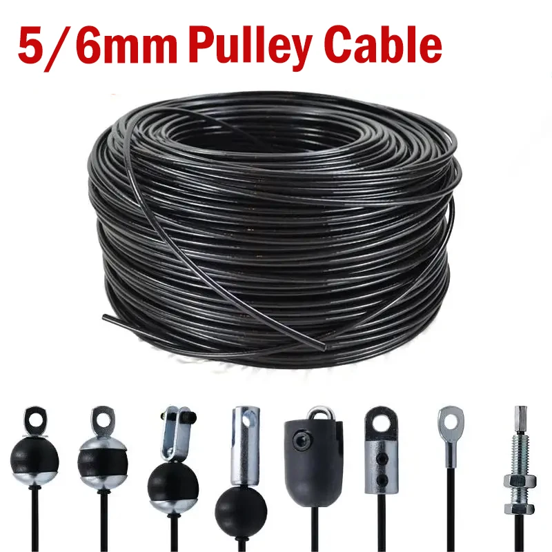 Thick 5mm/6mm Pulley Cable Steel Wire Rope Fitness Equipment Accessories For Gym Home Pulley Machine Pull Down Replacement Parts