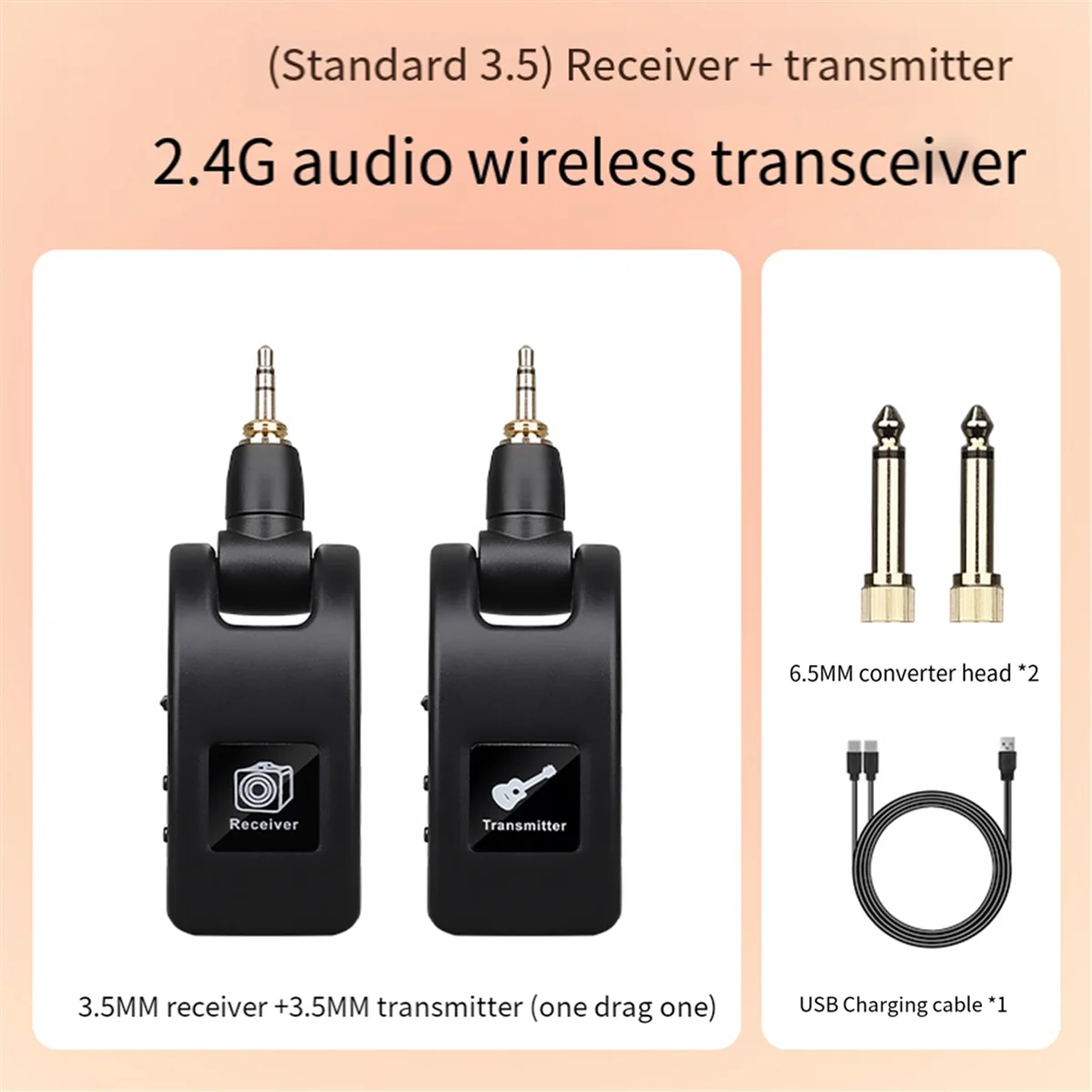 Guitar Wireless System Audio Transmitter Receiver USB Rechargeable Wireless System for Electric Guitar Bass