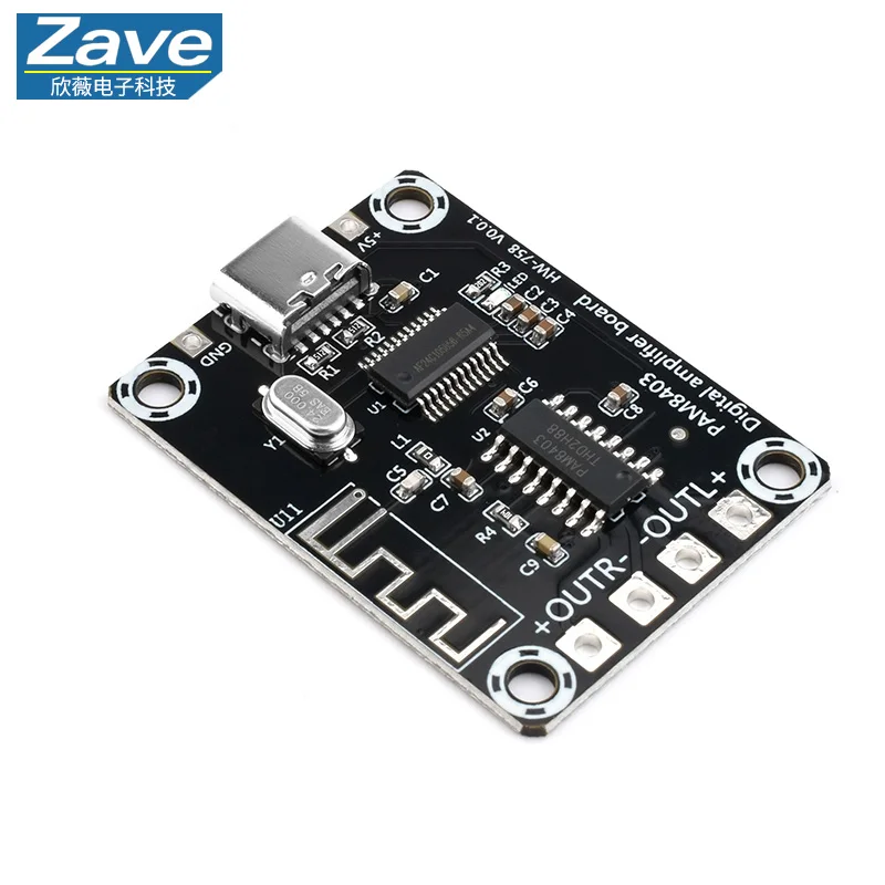 A155 Mini PAM8403 Ultra - Clear Bluetooth Digital Power Amplifier Board, TYPE - C Powered, Dual 5W Amplifier Board