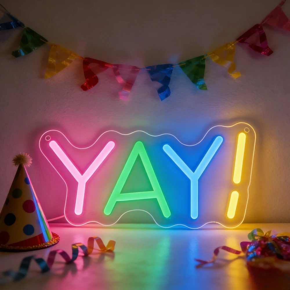 

YAY LED Neon Sign Colorful for Party Birthday Celebration Home Decor Creates Joyful Atmosphere Multi Color Wall Art Lighting