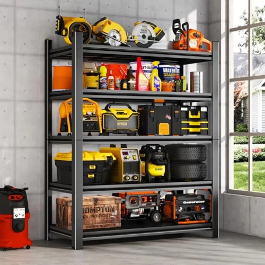 

40''W Heavy Duty Garage Shelving 3000 LBS Adjustable 5 Tier Metal Utility Shelf for Basement Warehouse Workshop Storage Unit