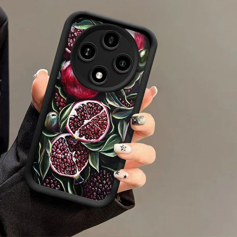 حافظة هاتف فاخرة على شكل زهرة الرمان لهاتف OPPO Reno 13F 14 12 11 10 Pro Plus 8T A79 A58 Find X3 X8 Lite 5G غطاء ناعم