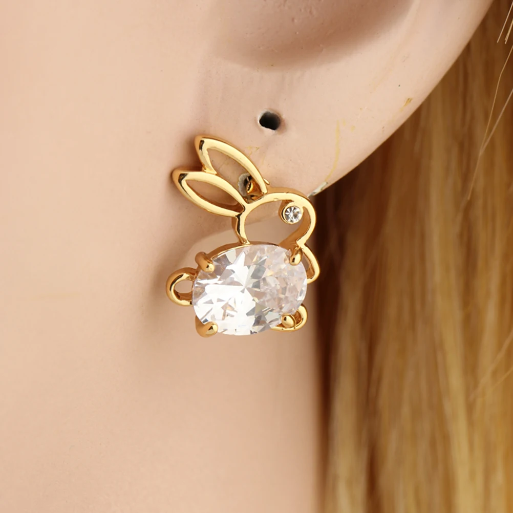 

Trendy Zircon Earrings Rabbit shape White Jewelry Small Wear Gift for Women Elegant Accessories Durable Material