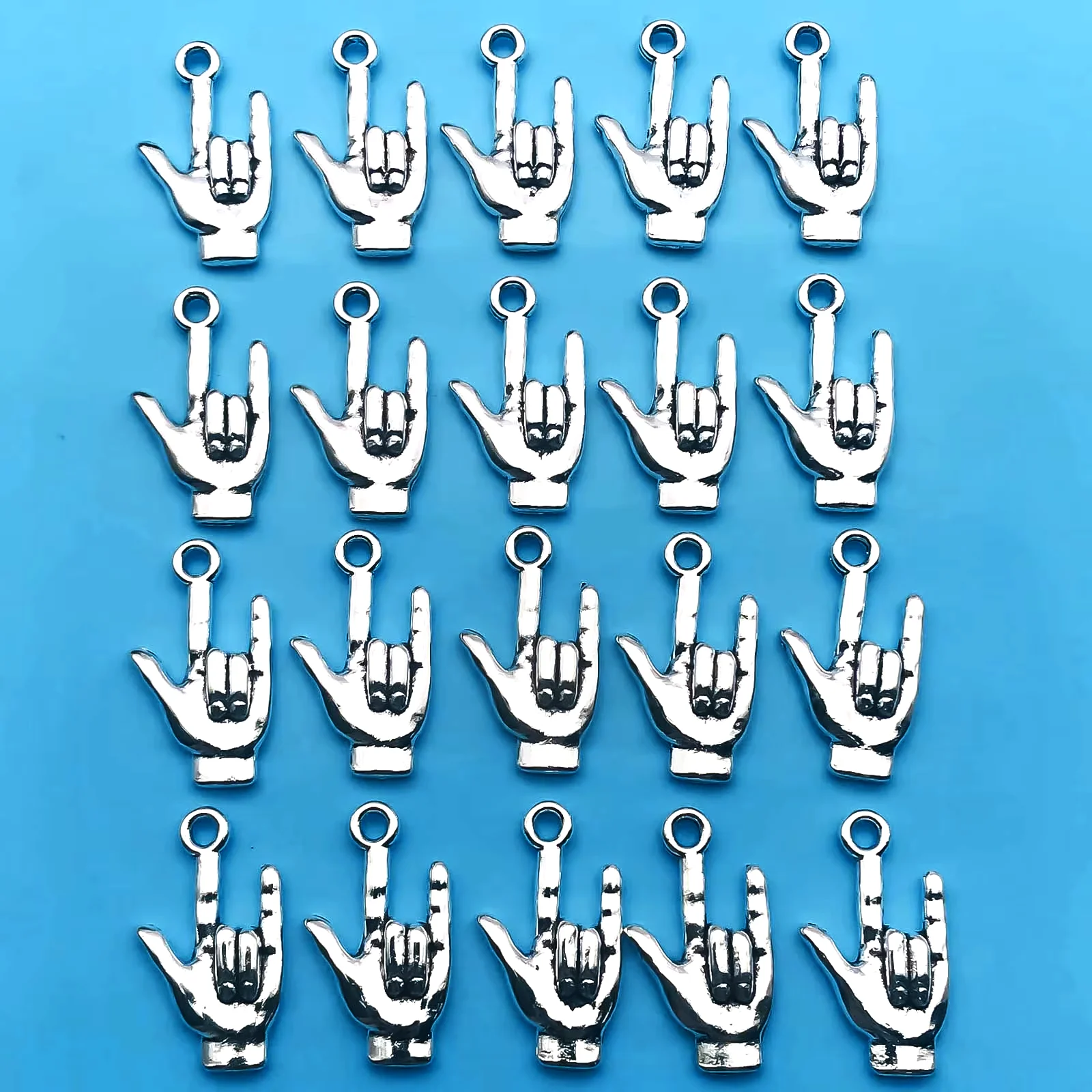 10/20pcs 22x12mm Antique Silvery Hand Pendant Non-Verbal I Love You Hand Sign Charms For Jewelry Making Findings Crafting