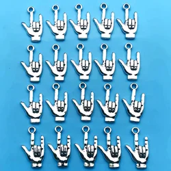 10/20pcs 22x12mm Antique Silvery Hand Pendant Non-Verbal I Love You Hand Sign Charms For Jewelry Making Findings Crafting