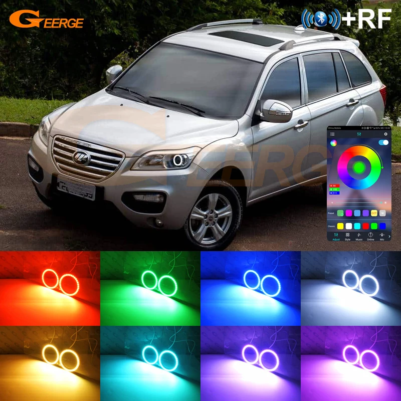 

For Lifan X60 2011 2012 2013 2014 2015 RF Remote Bluetooth APP Ultra Bright Multi-Color RGB LED Angel Eyes Kit Halo Rings