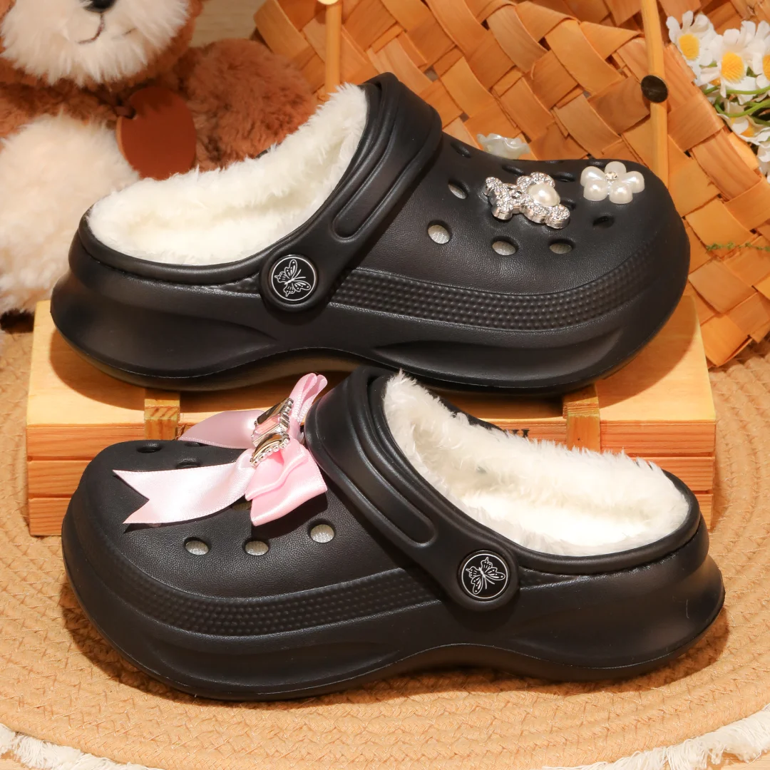 Kinder-Clogs und -Mules mit Fellfutter, leichte Garten-Schuhe mit Baumwollfutter, warme Hausschuhe für Jungen, Mädchen und Kleinkinder, 168. – Detail 12