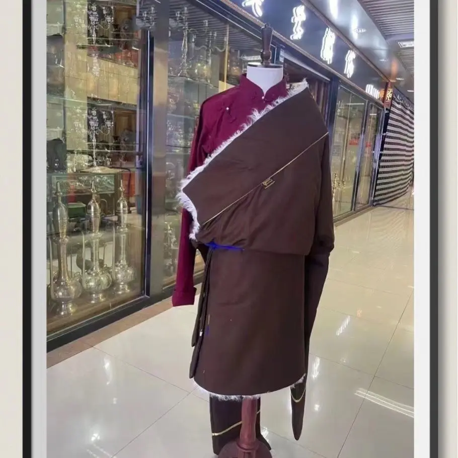 

Новые костюмы в тибетском стиле, зимняя мужская цельная одежда из лихаса в этническом стиле, халат, костюм Кан, последний