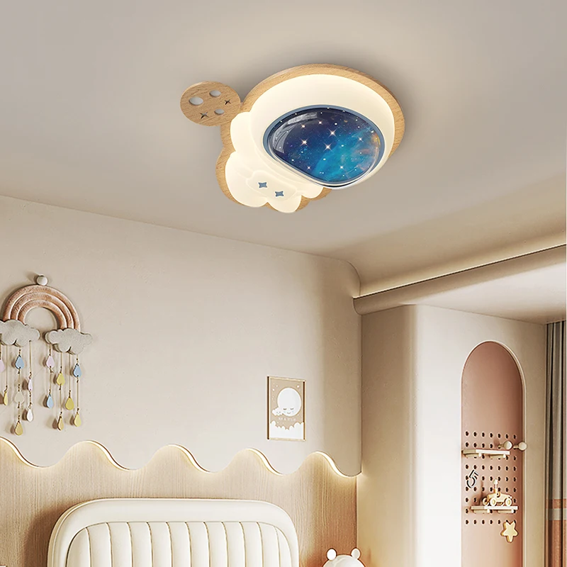 Applique Murale Créative Astronome LED pour Chambre d'Enfant, Bureau, Salon, Décor Chaud de Dessin Animé, Luminaire en Bois pour Chambre de Bébé