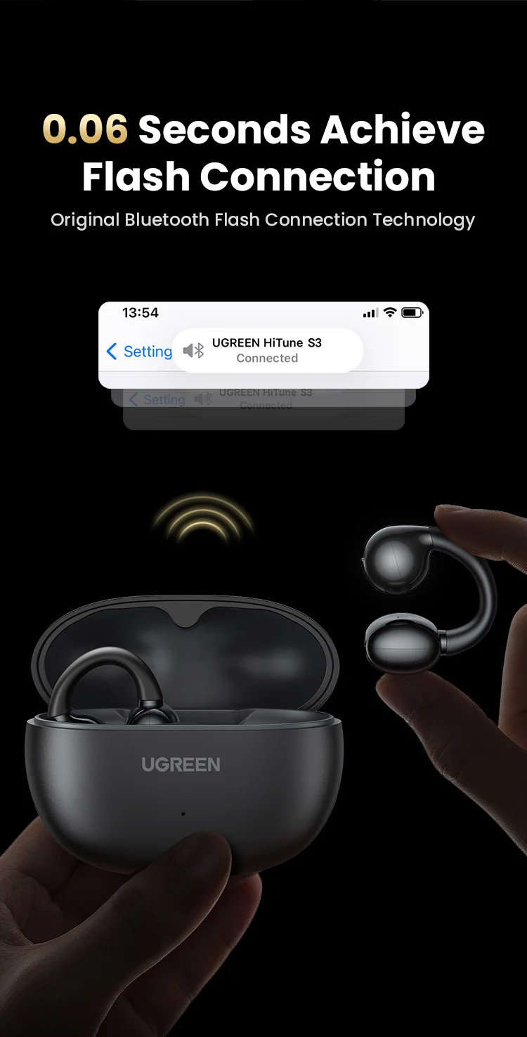 TWS Open Ear Clip Wireless Earbuds Bluetooth Sports Earphones Headphones in Mic with Earhooks & Ear Hook Headset