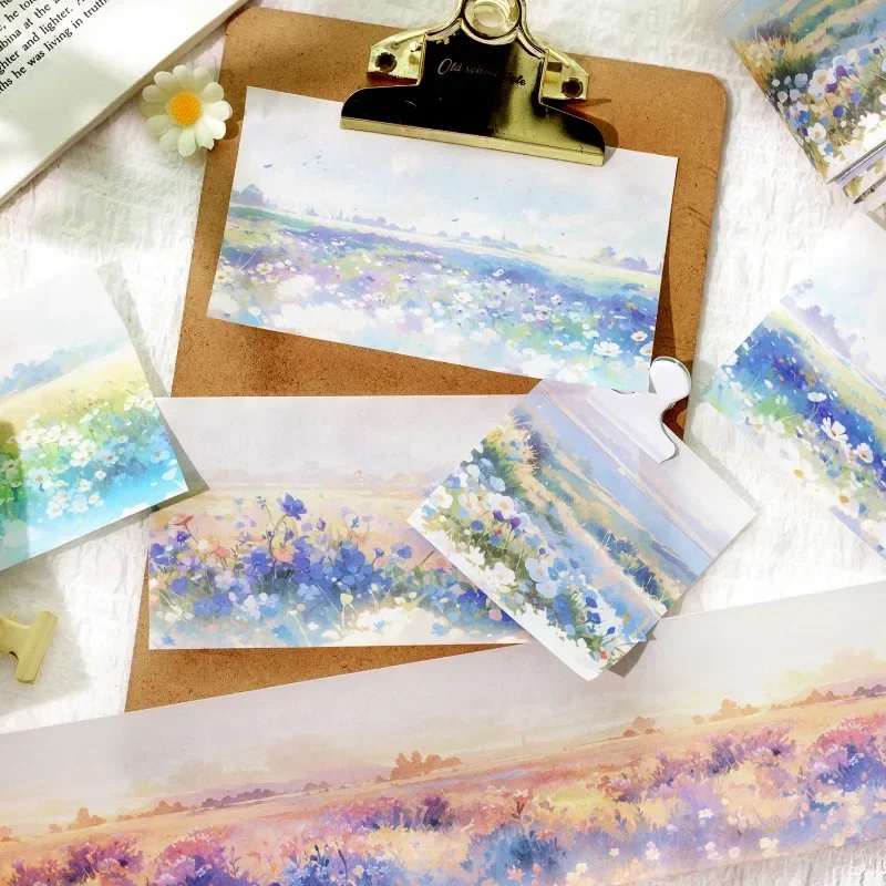 1Roll 2M Tape Spring INS Landscaping Handbook DIY Material Decoration Loop Misty Green Flower Label Scrapbook cut 74mm*2m