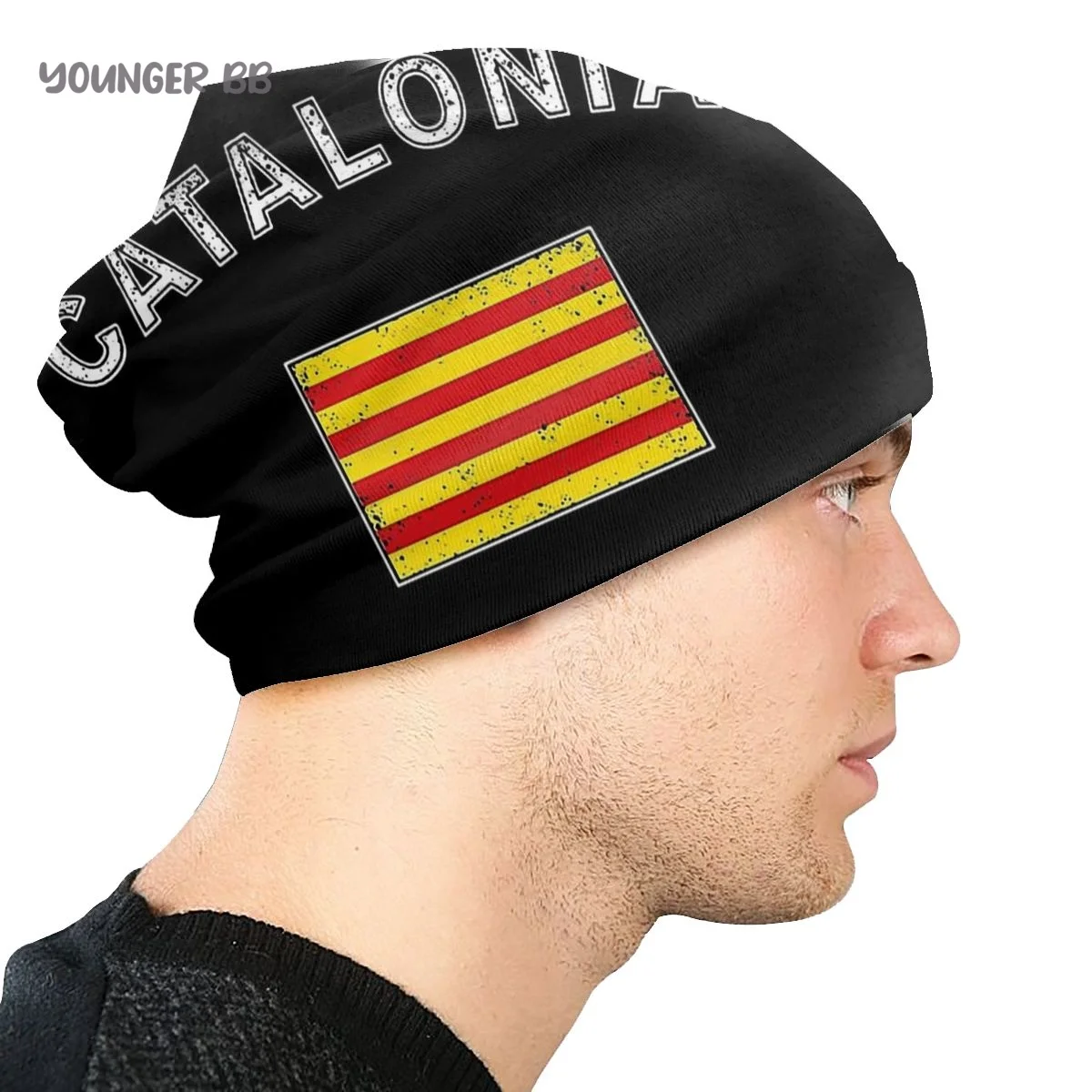 Bonnet Hats Spain Flag Men Women\'s Knitting Hat Catalonia Catalan Flag  Barcelona Winter Warm Cap Beanies Thermal Elastic Caps