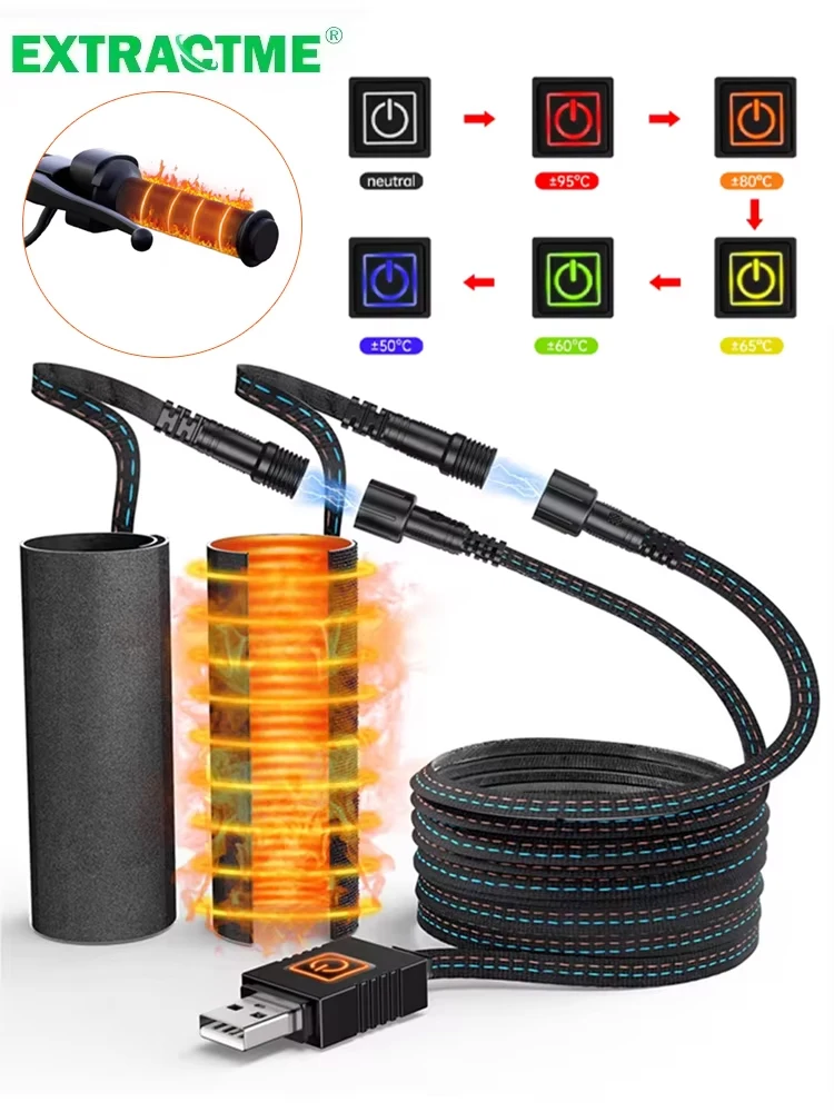 AliExpress Extractme Motorcycle Heated Handlebars USB Adjustable Insulated Grips Handlebars for Electric Scooter Bike Winter Warm Accessori