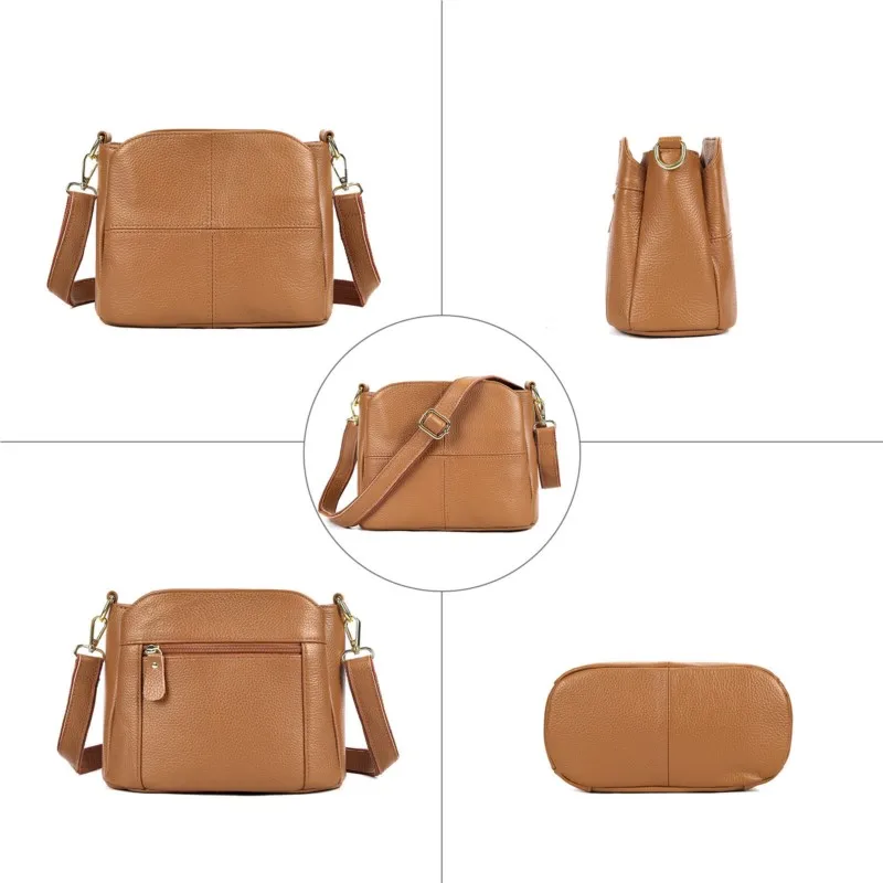 Borsa da donna casual in vera pelle Johnature 2024 nuove borse a tracolla e a tracolla in morbida pelle bovina versatile semplice tinta unita