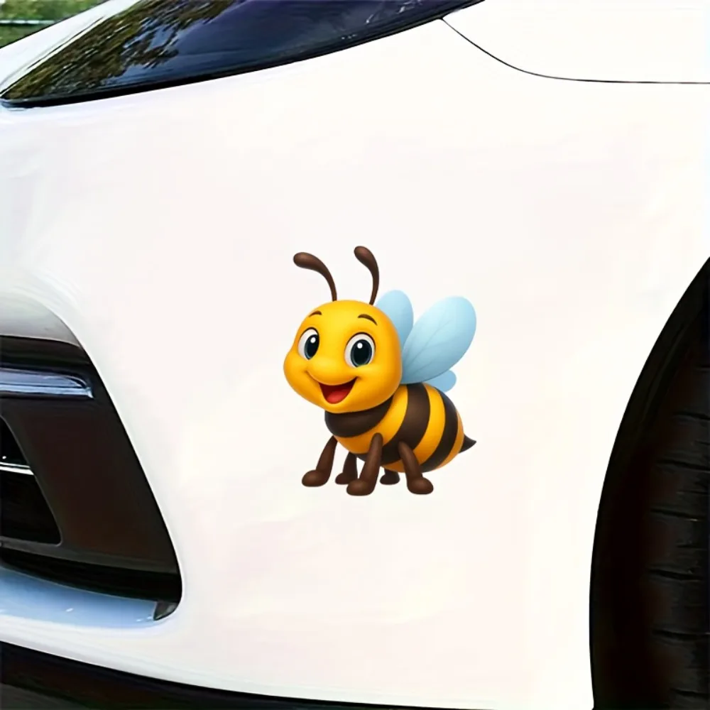 Adorable Bee Design Sticker Easy to Remove Apply Shiny Vinyl Decal for Vehicles Laptops Doors Windows Glass Surfaces Tables