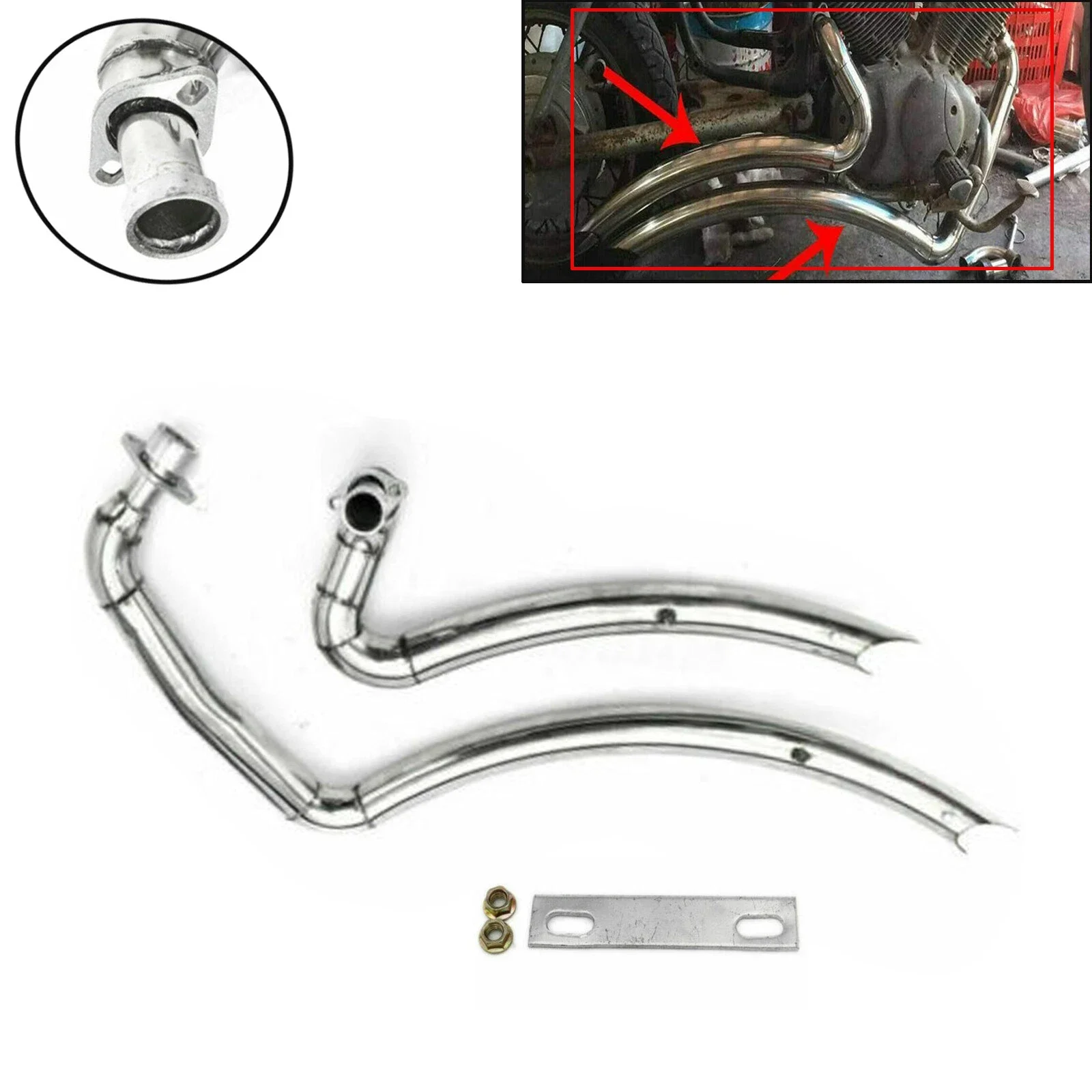 Motorcycle Exhaust Pipe System Kit With Removable Shortshots Staggered Muffler For Yamaha Virago XV535 XV400 XV 535 400