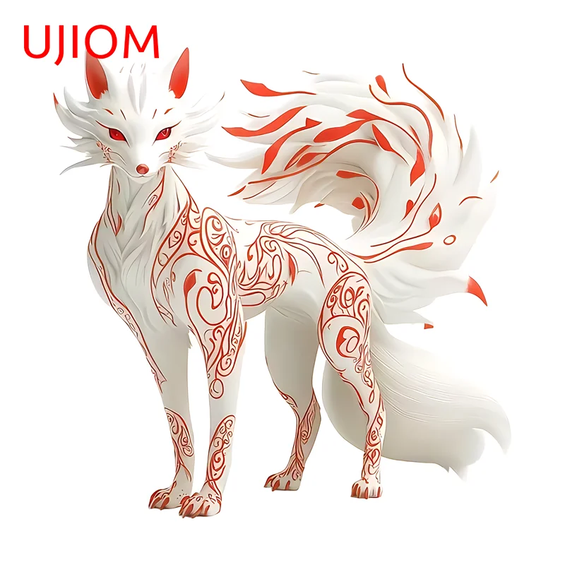 UJIOM Simulation Of The Nine-Tailed Fox Wall Sticker Creative Interesting Clothes Dryer Decal Perfect For Aquaflask Light Switch