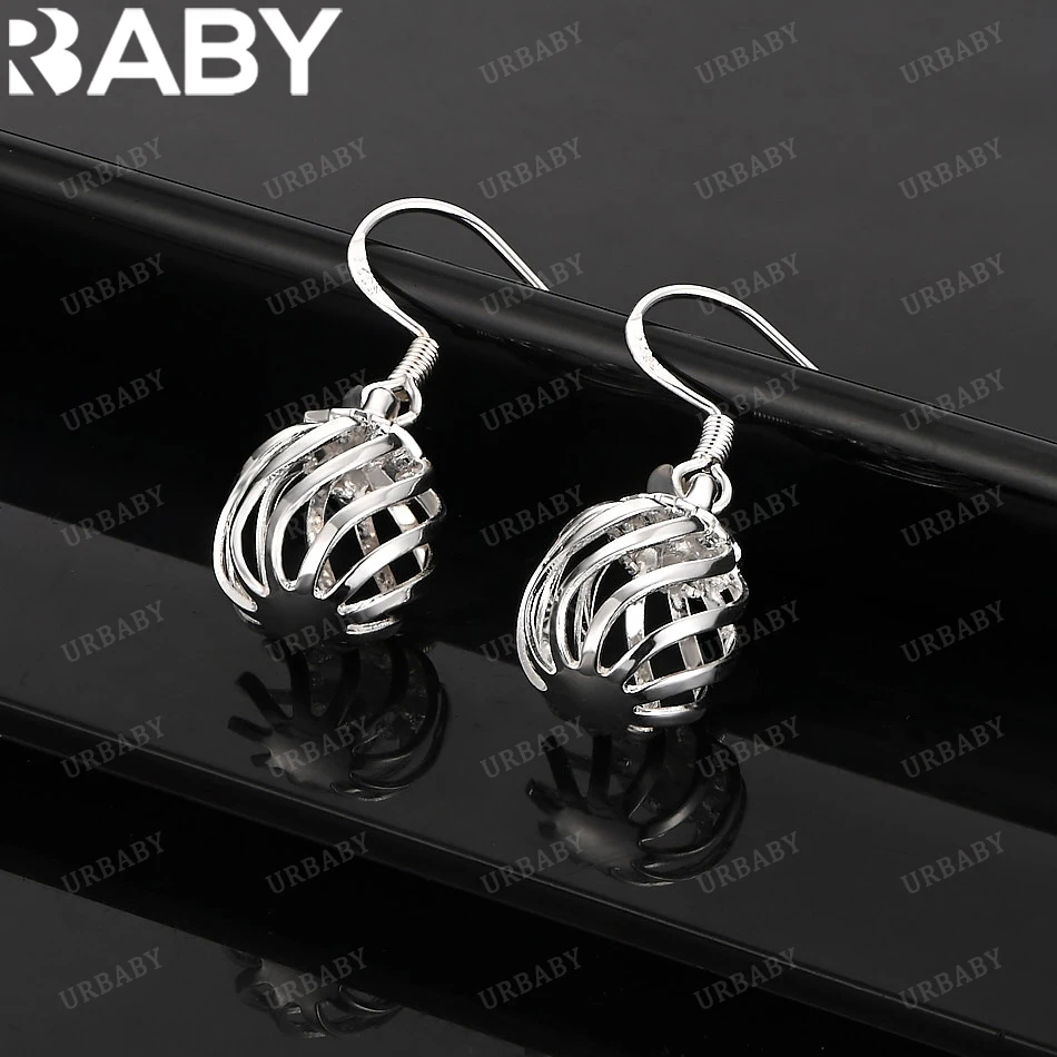 

URBABY 925 Sterling Silver Earrings Hollow Sphere Drop Earrings Jewelry Fashion Party and Daily Wear