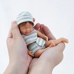 Reborn Baby Full Silicone 15cm Mini Soft Baby Girl Reborn Doll with Curly Rooted Hair Realistic Newborn Doll Gifts for Children